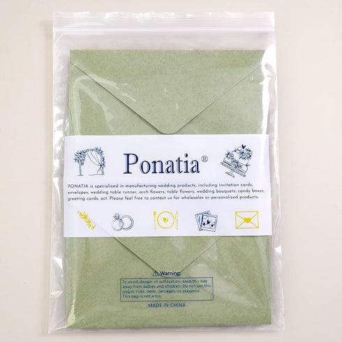 PONATIA 50 Pack Sage Green A4 Envelopes, 4 1/4 x 6 1/8 Inches for Christmas Gift Cards, Wedding Details, Thank You Cards