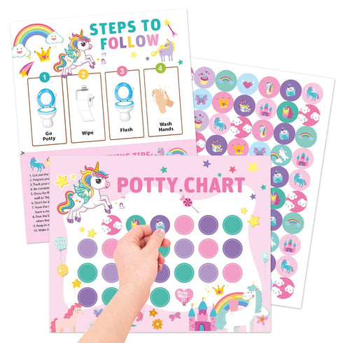 EUUBIRD 10 280 Unicorn Potty Training Chart for Toddlers, Potty Training Sticker Charts with Reward Stickers, Potty