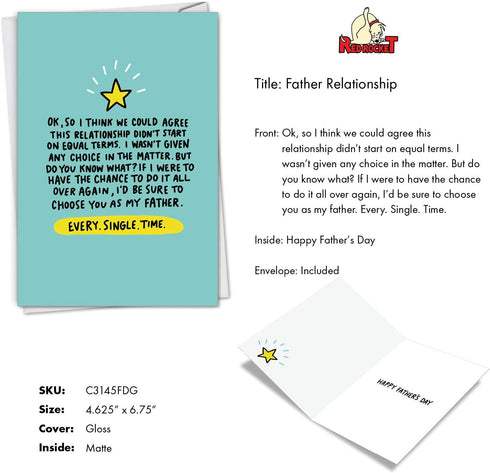 NobleWorks Funny Father's Day Card for Dad, Pa, Pop, Stepfather with Envelope - Humor Greeting Card