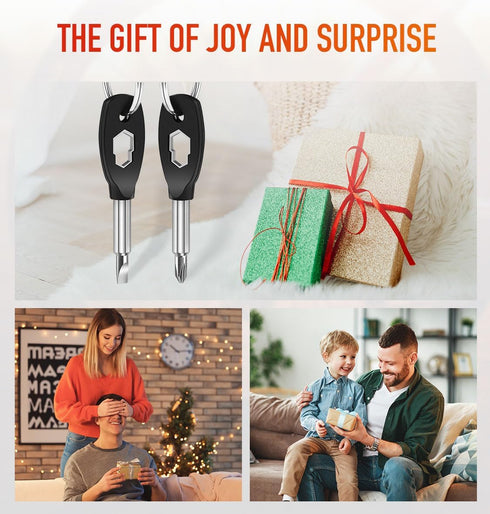 AOGUU 6-in-1 Stocking Stuffers for Men, Keychain Screwdriver Bit with Flathead and Phillips, Slotted and Hex Wrench