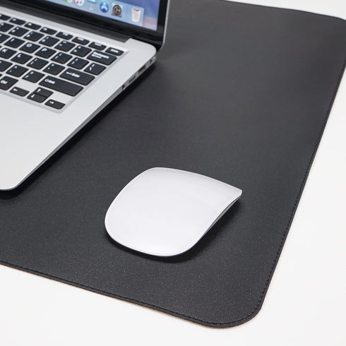 Large Desk Mat 47.2" x 17" Black Leather Desk Pad Protector with Natural Cork & PU Leather, Waterproof Desk Blotter Pad