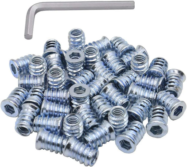 1/4-20 Hex Drive Threaded Inserts for Wood - 40 Pieces Included