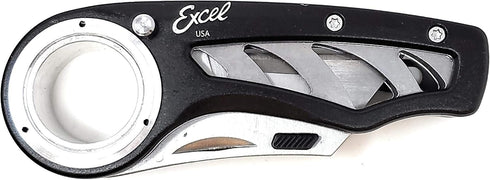 Excel Blades Revo Folding Pocket Utility Knife, Heavy Duty Box Cutter with Holster, Anti-Slip Grip, Quick Change Blades