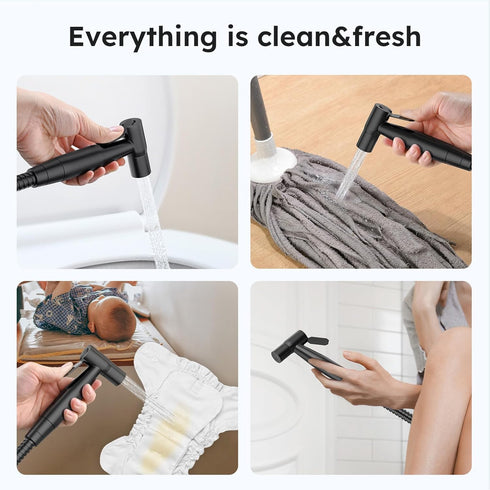 Arofa Black Bidet Sprayer for Toilet, Handheld Jet Sprayer Adjustable Water Pressure Muslim Shower with Bidet Hose