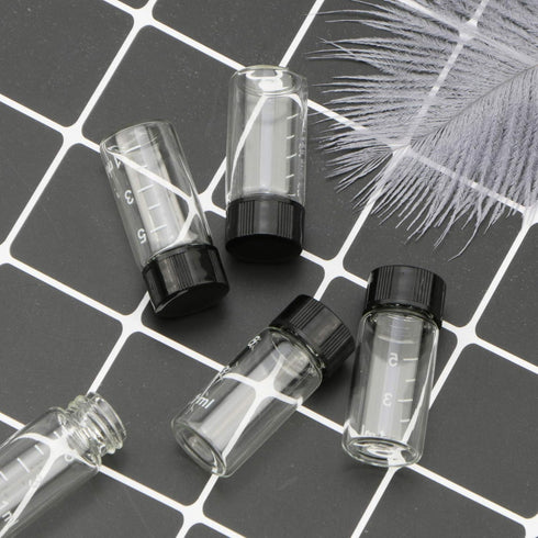 JIUWU 10pcs 5ml 1/6 Oz Scaled Clear Glass Vials, Sample Transparent Liquid Bottles with Screw Cap