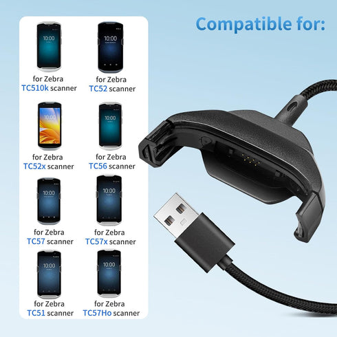 Laratechuu 3.3ft TC51 TC51 TC510 TC510K TC52 TC56 TC57 TC52X TC520L TC51HC TC57HO TC56 USB Cable for Zebra Scanner