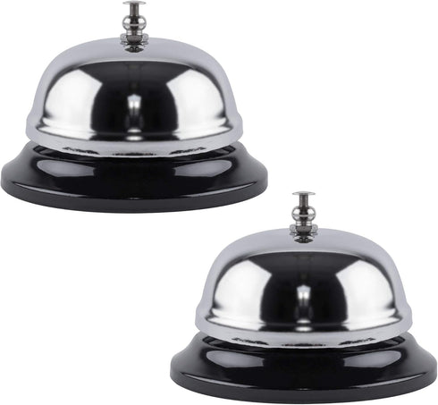 Super Z Outlet Call Bell 2-Pack - Classic Stainless Steel Service Bell for Desk, Counter, Reception, 3.35",