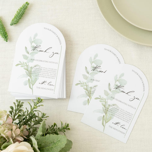Setting 100 4 6 inch Crisky Arch Design Greenery Thank You Place Cards, Pcs, Chic and Elegant Wedding Table