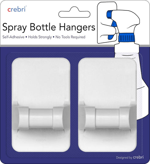 Wall Hooks for Spray Bottle - Self-Adhesive Holder for Bottles up to 32 oz, 2 Pack, White