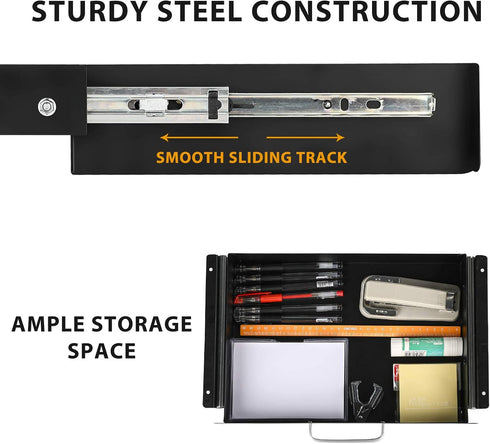 Gome Under Desk Pull-Out Drawer, Easy Slide-Out Storage Organizer for Office Mounted, Ideal for Sit-Stand Workstation