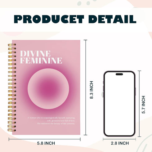 BearCake Pastel Pink Gradient Aura Journal, Aesthetic Spiritual Notebooks, Hardcover Spiral Notebook 5.5x8.3