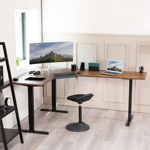 VIVO Clamp-on 17 inch Corner Desk Connector Platform for L-Shaped Workstations, Black