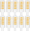 G4 LED Bulbs 110V-130V, 5W Warm White 3000K, Dimmable Bi-Pin Base, Pack of 10 for Under-Cabinet Lighting