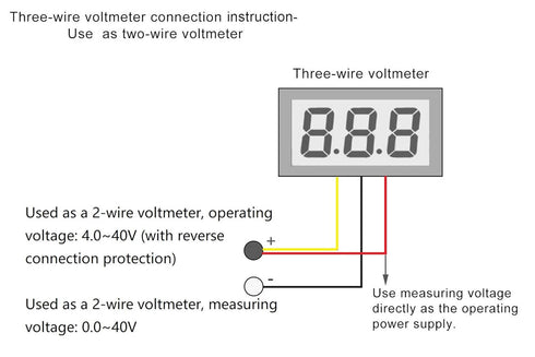 NOYITO 0.28 inches LED Ultra-small DC Digital 0-100V Voltmeter, 3-Wire Battery Voltage Tester, Pack of 3
