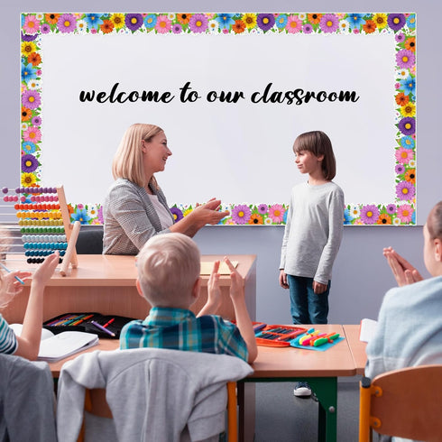 Capoda 24 Pcs Spring Magnetic Borders for Classroom, Floral Bulletin Board Border Trim for School Decor