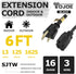 YOJOE 6 Foot Black Outdoor Extension Cord, 16/3 SJTW Waterproof Cable with 3 Prong Grounded Plug