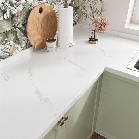 Matte Marble Contact Paper for Countertop Peel and Stick Countertops Waterproof White Contact Paper for Cabinets Granite Wallpaper for Counter Top Vinyl Film for Backsplash 15.8''x78.7'' by Wallercity