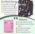 Floral Print Cute Book Sleeve, Waterproof PU Leather Travel Book Carrying Case, Book Protector Cover Bag with Zipper,