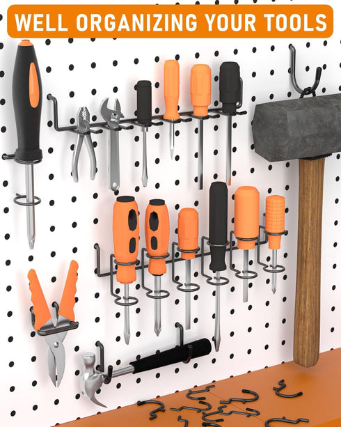 INCLY 176PCS Extra Thick Black Pegboard Hooks Set, Heavy Duty Metal Peg Board Hook Assortment