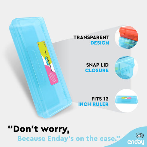 Enday Pencil Box Blue, Utility Storage Organizer for School Office Supplies, Available in Colors