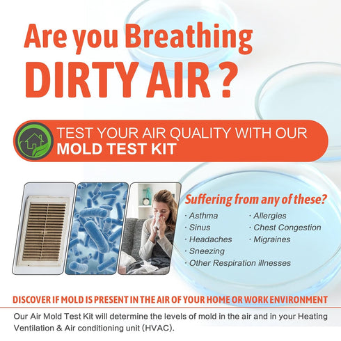 Revanak 10 Mold Testing Kit for Home Air Quality - Test Room, DIY Home Mold Detector Kit, Home Air & Surface, HVAC