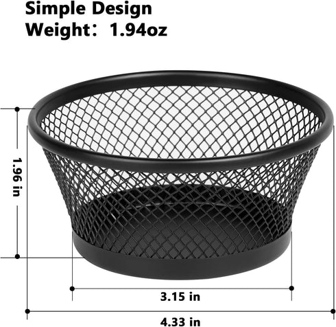 Paper Clip Holder for Desk, Mesh Paperclip Holders, Metal Paper Clip Dispenser Organizer, Black 4 Pack