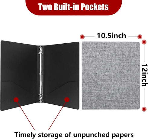 Vienrose 3 Ring Binder 1 Inch Round Rings, Durable Linen Cover, Holds 8.5" x 11" Paper