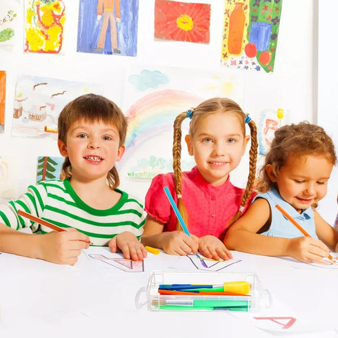 Nicunom 8 Pack Plastic Pencil Boxes, Large Capacity Pencil Case Boxes, Kids Pencil Case, Crayon Box with Snap-tight Lid