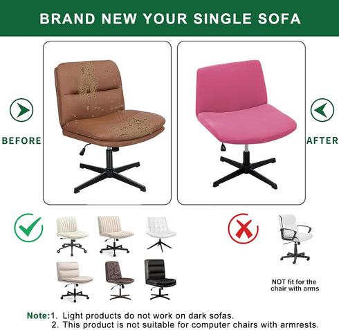 Generic 17(AA Stretch Cross Legged Office Chair CoversWide Office Chair Cover Modern Swivel Vanity Chair Slipcover