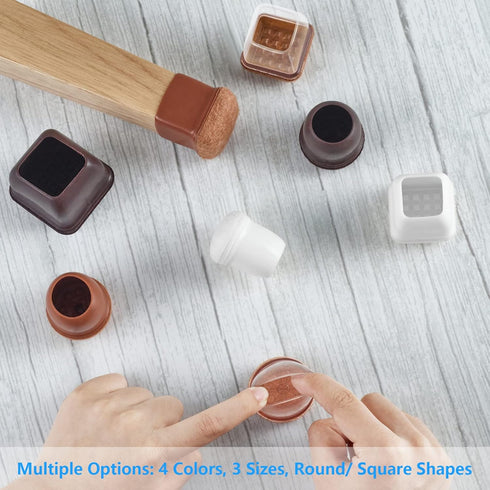 16 Pack Chair Leg Floor Protectors for Hardwood Floors, Round Rubber Furniture Sliders with Thickening Silicone Caps