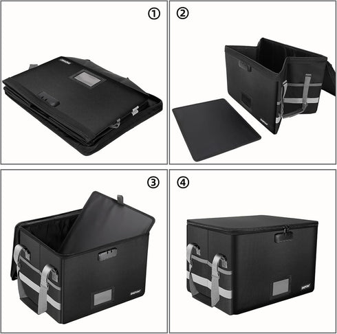 ENGPOW Fireproof File Box with Lock, Collapsible Document Storage Organizer, Portable Home Office Safe for Hanging