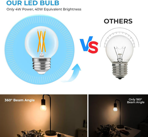 Dimmable G16.5 Bulb 2700K 4W, 40 E26 Bulb, Bulbs 90+CRI 400LM, 12 Pack GvvooHome Light Warm White, watt Equivalent, LED