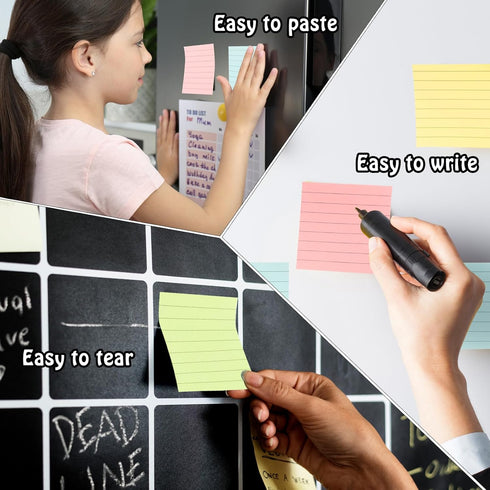 Fainne Sticky Notes (120 Pads) - 3x3 Bulk Colors, Self Stick Pads, 50 Sheets/Pad for Office School Home Supplies