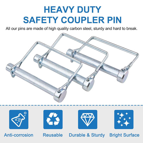 INCREWAY M10 Trailer Coupler Pin, 4pcs Heavy Duty Carbon Steel Safety Coupler Pin, 70MM Long