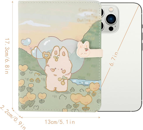 Cute Cartoon PU Leather Notebook, Kawaii A5 Journal Sketchbook Notepad for Travel