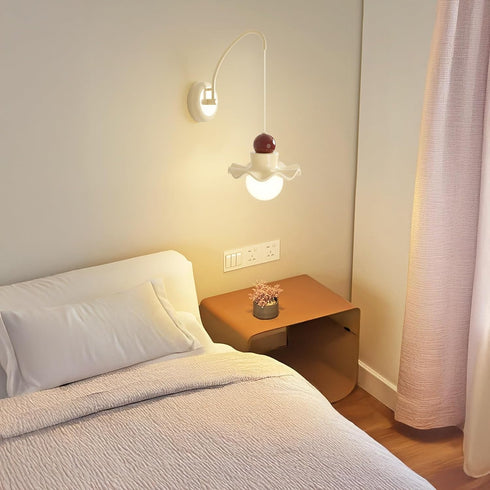 Generic Room(Red,28 cm/11.02 Modern Nordic Wall Sconce, Wavy Ruffled Shade Globe Wall Lamp, Cream