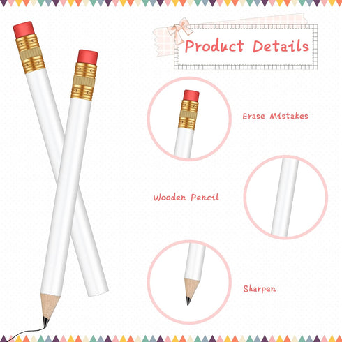 Outus 144 Pieces Golf Pencils, HB Half Pencils with Eraser, 3.5 Inch Mini Pencils for Kids, Baby Shower, School