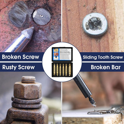 Damaged Screw Extractor Kit, 6PC HSS Drill Bit Set for Stripped Screws, Broken Bolt Extractor Remover for DIY Hand Tools