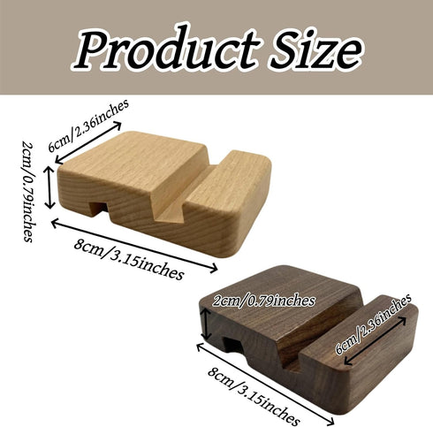 Ltvhuok 2 Pack Natural Bamboo Wood Phone Stand Cute Small Desktop Holder for Mobile Devices Portable Office Desk