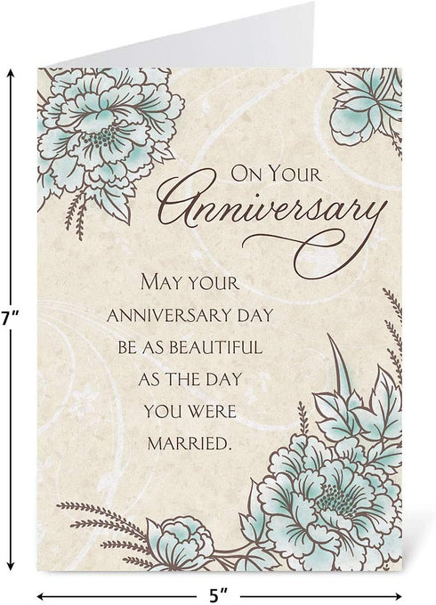 Expressions of Faith Anniversary Cards - Set of 8 (4 Designs), Large 5" x 7" Religious Wedding Cards with Bible Verse