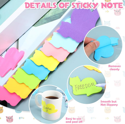 Cat Stationery Set / 720 Sheets Cat Sticky Notes with 24 Pcs Cat Pens / Cute Cat Office Supplies for School and Gifts