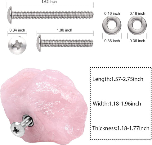 Rockcloud 2 Pack Natural Crystal Stone Cabinet Knobs with Screws for Drawer, Wardrobe, Home Decoration