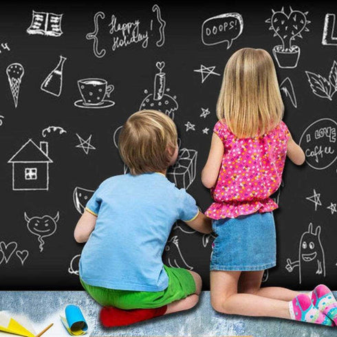 Chalkboard Paper, Blackboard Vinyl Paper Removable Bulletin Wall Sticker, Free: 1 White Chalk Marker Pen + 5 Chalks