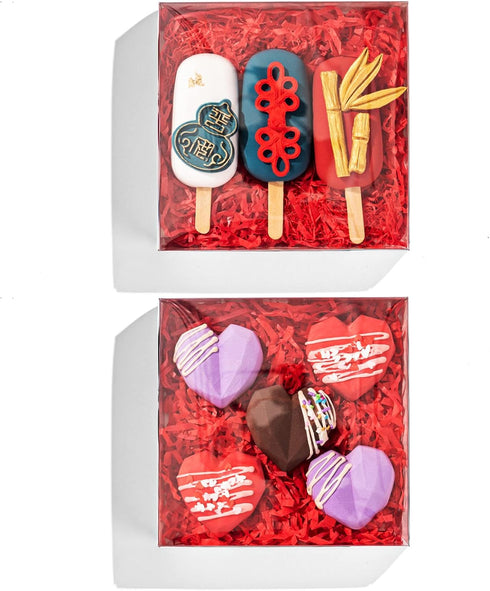 25PCS Clear White Cookie Boxes 6" x 6" x 1 ¼" with Full Window, Bakery Macaron Boxes, Cakesicle Boxes, Chocolate Bomb