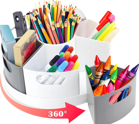 7 Rotating Art Supply Organizer Storage Caddy for Kids, Bins Craft Crayon Marker Organizers for School Desk, Lazy Susan