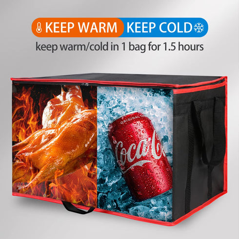 2-Pack Bodaon Insulated Food Delivery Bag for Hot and Cold Meal, XXX-Large Shopping Cooler Bags, Grocery Tote