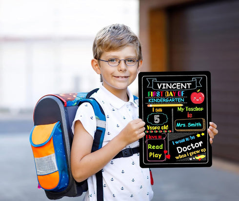 WaaHome First Day of School Chalkboard Sign - 9''X12'' First and Last Day of Kindergarten Photo Prop