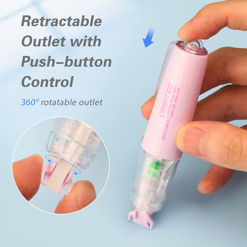 Refillable Retractable Quick Dry White Out Correction Tape, Mini Japan Aesthetic Cute White Out with Kawaii Applicator
