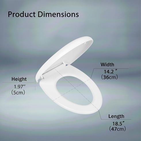 MinSha MinS709, 18.5" 18.1"19.3") Elongated V-Shape Toilet Seat Matte Finish, Fits (Approx. Toilets, Quiet-Close Lid
