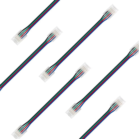 4 Pin RGB Led Connectors for 10mm Wide Strip Lights, 6 Pcs Unwired Gapless Solderless Quick Connectors